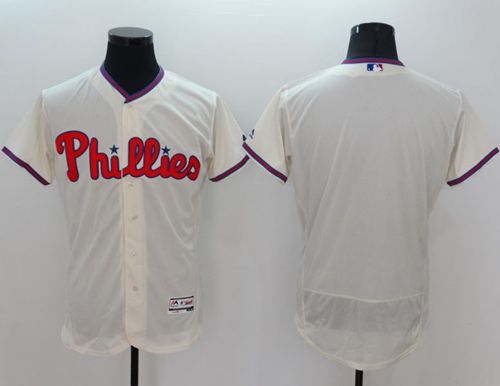 Phillies Blank Cream Flexbase Authentic Collection Stitched MLB Jersey - Click Image to Close
